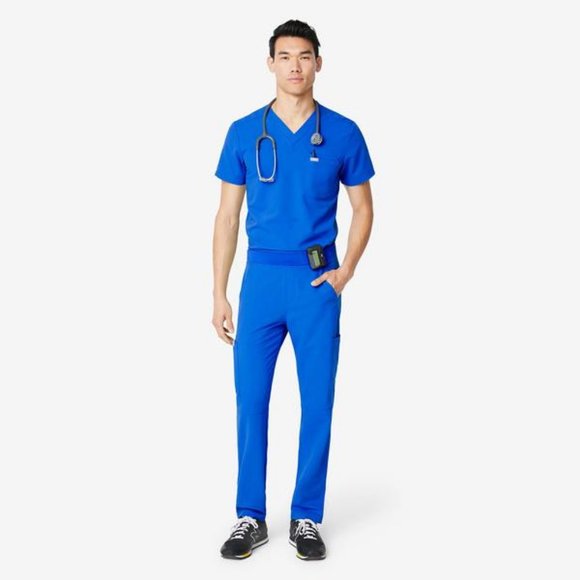 FIGS men's Royal Blue Leon - Two-Pocket Scrub Top - Picture 1 of 2